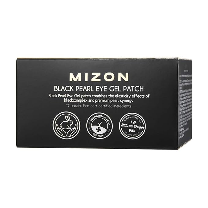 MIZON Pearl Eye Gel Patch Masks, Eye Treatment Mask Reduces Wrinkles and Puffiness, Dark Circles treatment, Hydrogel Eye Patches (Black Pearl)-Velvo Beauty