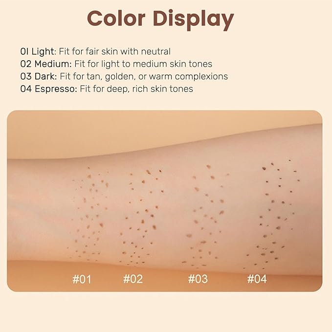 Freckle Pen, Natural Lifelike Fake Freckles Makeup Pen Stamp for Sunkissed Makeup,Magic Faux Freckle Stain Marker Long Lasting Quick Dry - (01LIGHT+02MEDIUM)-Velvo Beauty