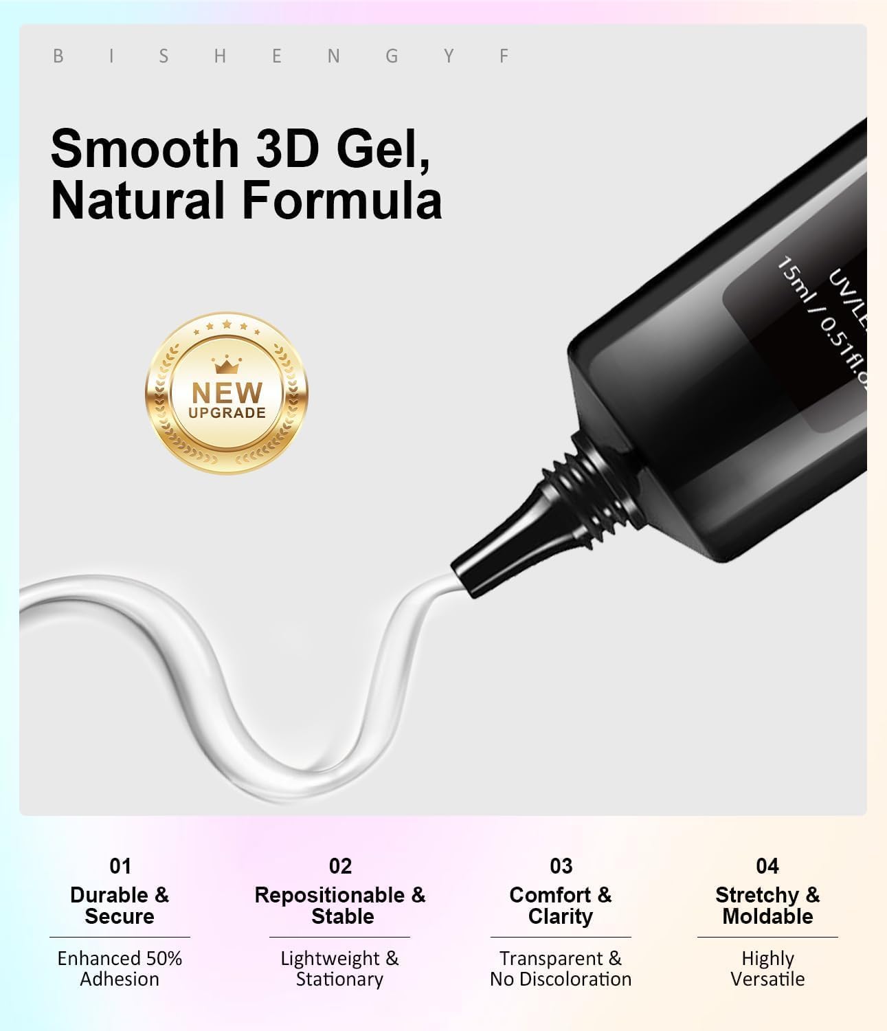 3D Nail Gel Art BISHENGYF - Rose Gold Chrome Nail Powder 15g 3D Nail Gel with Laser White Nail Powder Non-Sticky Clear 3D Sculpting for Art Home DIY-Velvo Beauty