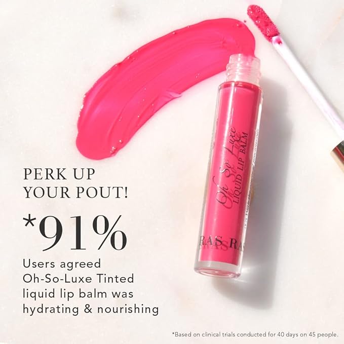 Oh-So-Luxe Liquid Tinted Lip Balm, Hydrating & Nourishing Tinted Lip Oil for dry dark lips, results in Soft & Glowing Lips, Moisturizing, Non-Sticky Perfect Pink Shade - 0.10 Fl Oz - RAS LUXURY OILS-Velvo Beauty