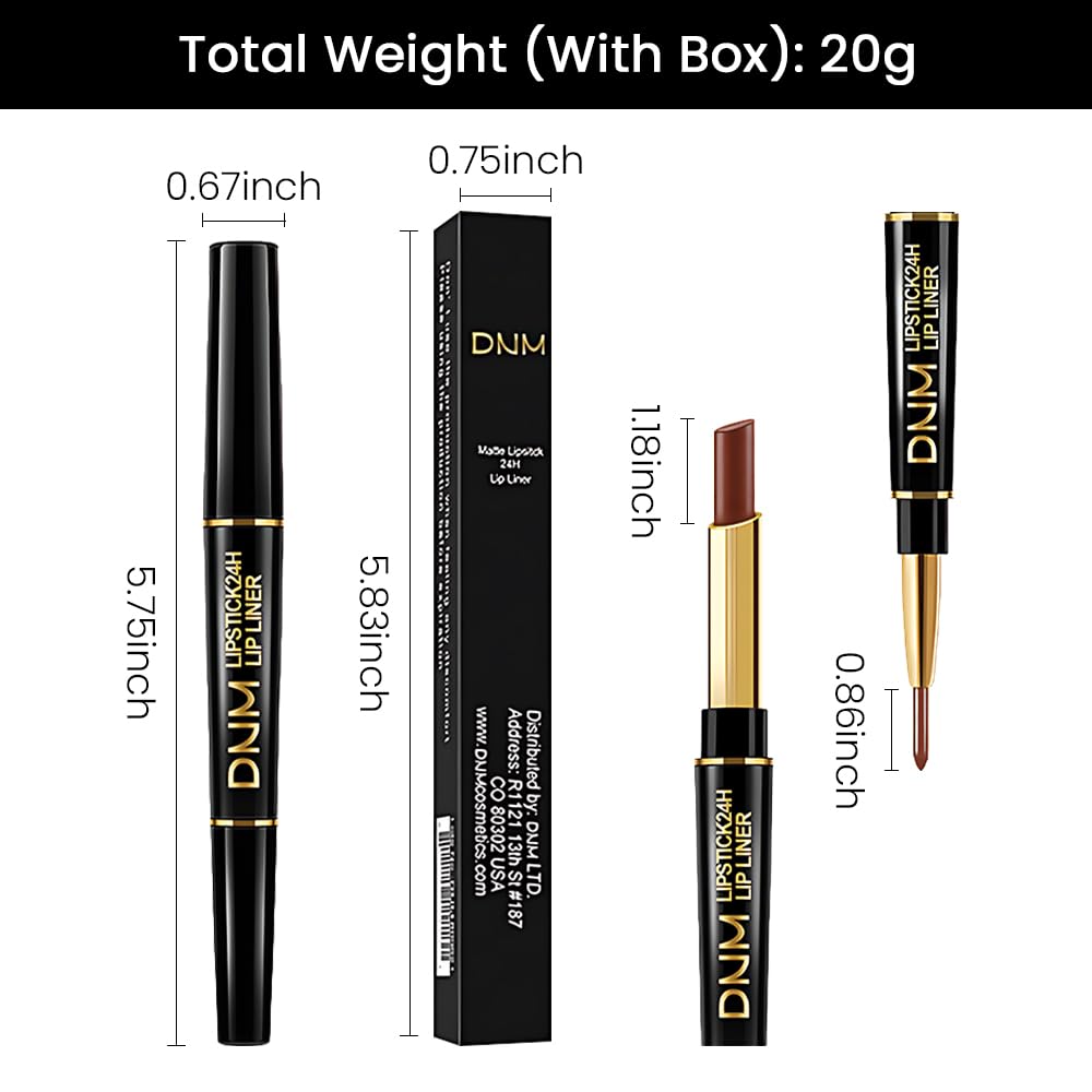 Kaely 2-in-1 Dark Deep Brown Matte Lip Liner & Lipstick Combo Set Kit for Women, Magic Neutral Lipstick 24 Hours Original Lips Liner Pencil Stain Gloss Makeup Long Lasting Waterproof 39-Velvo Beauty