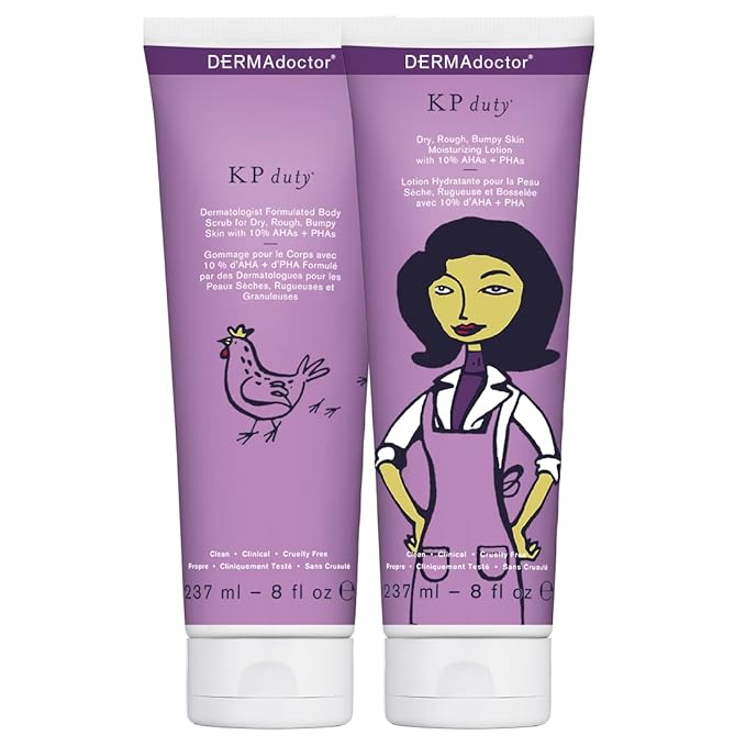 DERMAdoctor KP Bump Eraser Body Scrub and Lotion Kit Dermatologist Formulated Exfoliant | Keratosis Pilaris Treatment For Dry And Bumby Skin 10% AHAs + PHAs-Velvo Beauty