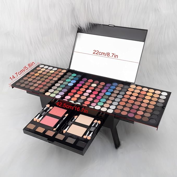 194 Colors Eyeshadow Makeup Palette, Makeup Palette Set with Eyeshadow Blusher Eyebrow Powder Mirror Applicators, All in One Makeup Eye Shadows Cosmetics Gift Kit-Velvo Beauty