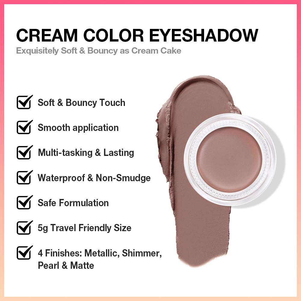 Kaely Single Cream Eyeshadow Pot, Stone Matte Eye Shadow for Older Women High Pigmented Waterproof, Natural Eyeshadow Palette Makeup Brightener, sombras en crema para ojos, Blendable, 22-Velvo Beauty