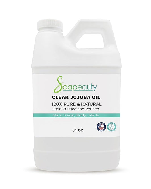 Soapeauty Clear Jojoba Oil | 100% Pure & Natural | Refined, Cold Pressed, Hexane Free | Moisturizing Oil for Skin, Face, Hair & Nails | 64 fl oz-Velvo Beauty