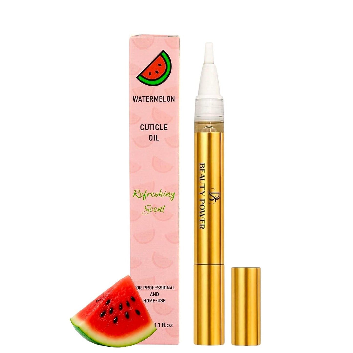 Nail Oil Cuticle Pen - Watermelon - Nail Strengthener & Growth Serum with Vitamin A, D, E, B5, Grapeseed & Natural Oils - Repair for Brittle, Peeling, Thin Nails - Twist Brush Pen-Velvo Beauty
