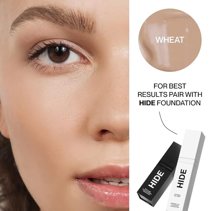 HIDE Liquid Concealer, Medium to Full Coverage Concealer for Blemishes, Under Eye Dark Circles & Scars, Oil Free Concealer, Wheat (See Shade Finder), 0.5 fl oz-Velvo Beauty