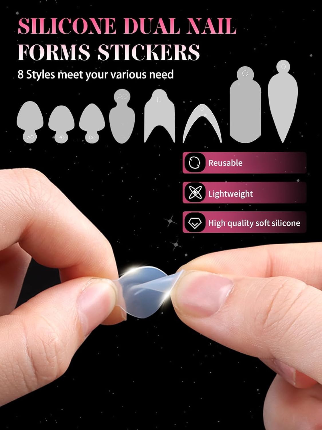 EBANKU Dual Nail Form Kit, 288PCS Poly Nail Gel Forms for French Nails, 12 Styles Dual Forms Silicone Reusable Pads, 5PCS Nail Clips, Gel Brush Pen Nail Files Buffer, Nail Extension Kit for Beginner-Velvo Beauty