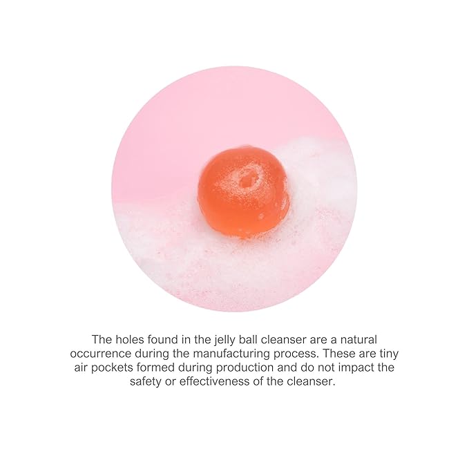Be Bare Jelly Ball Cleanser, Daily Face Wash Korean Skin Care Cleanser Ball for Dry Skin with Allantoin for Protection, AHA &BHA for Exfoliation and Hydration- Peachy Pink (1.41oz)-Velvo Beauty