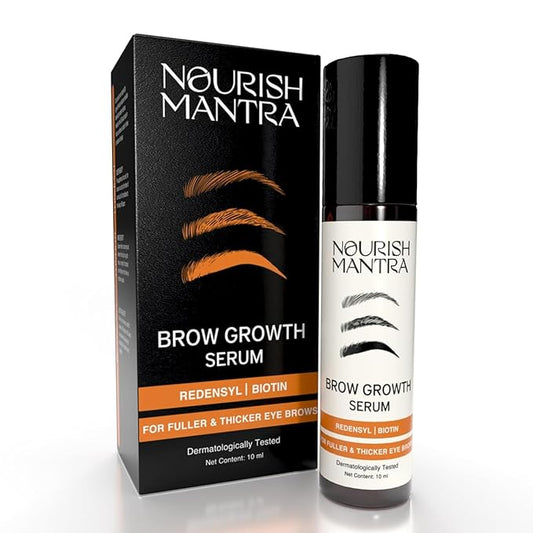 Nourish Mantra - Brow Growth Serum | Formulated with Redensyl, Biotin, Peptides & Amino Acids | for Brow Growth and Thickness | Eyebrow Growth Serum | 10 ml-Velvo Beauty