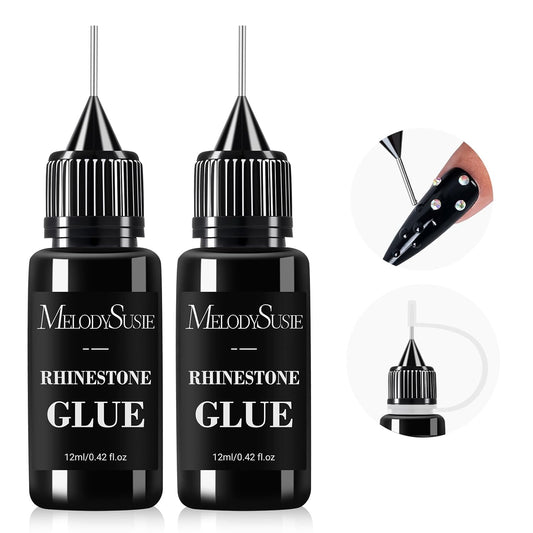 MelodySusie 2Pcs Nail Rhinestone Glue, 3D Gel Nail Art Design Strong Adhesive Nail Gem Glue for Nail Charms Gems Jewelry Decoration DIY Manicured at Home Cured Need Beauty Gifts for Women-Velvo Beauty