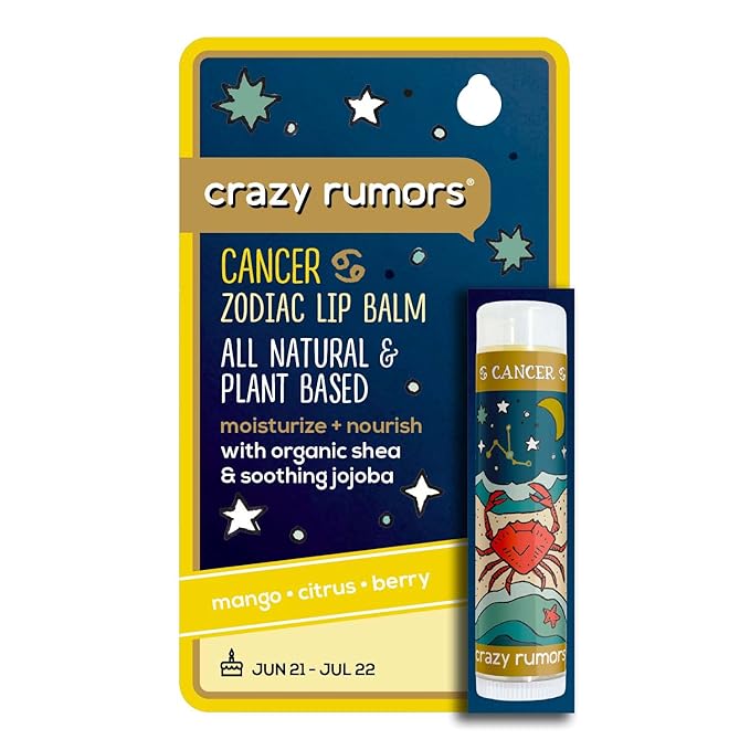 Crazy Rumors Cancer Zodiac All Natural, Plant Based Lip Balm to Moisturize and Nourish your Lips - Water Blend (Tropical Mango, Citrus Lemon, and Fragrant Berry)-Velvo Beauty