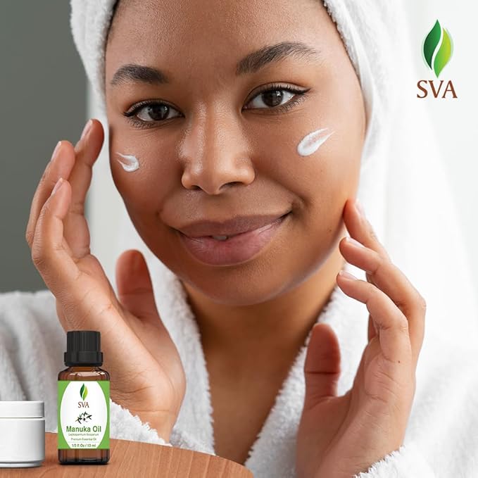 SVA Manuka Essential Oil – 1/3 Fl Oz – 100% Natural Manuka Oil - for Diffuser, Hair Care, Face, Skin Care, Aromatherapy, Scalp and Body Massage, Soap and Candle Making-Velvo Beauty