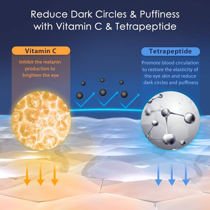 Brightening Vitamin C Eye Gel Cream for Dark Circles & Puffiness, Eye Cream to Help Reduce Fine Lines & Crow's Feet, Boost Hydrating Under Eye Treatment with Hyaluronic Acid & Peptides-Velvo Beauty