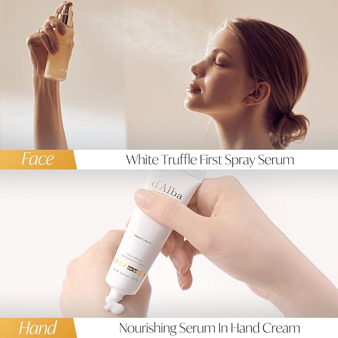 d'Alba All About Korean Skin Care, Gift Set for White Truffle First Spray Serum & Nourishing Hand Cream, Perfect for Mothers Day Gift-Velvo Beauty