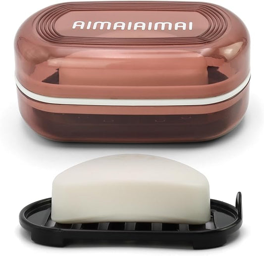 Travel Soap Container, Translucent Visible Soap Box, Travel Soap Holder with Removable Draining Layer, Portable Soap Case for Traveling, Camping, Gym (Red Style A)-Velvo Beauty