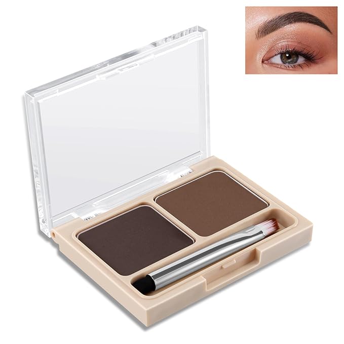 Boobeen 2-Color Eyebrow Palette, Brow Powder Makeup for Sculpting and Defining Brow, Eye Contour Kit with Brush Applicator-Velvo Beauty