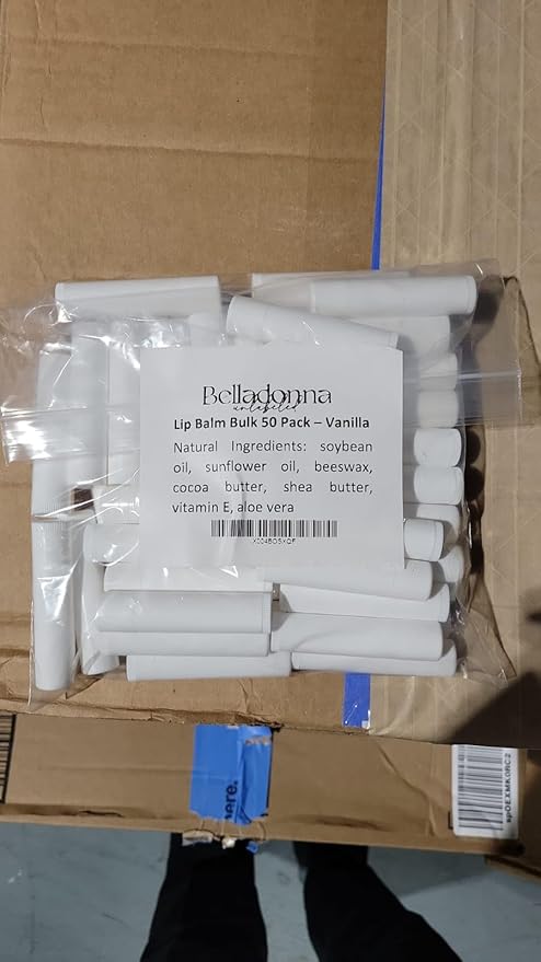 Lip Balm Bulk Unlabeled - Made in USA Bulk Chapstick - Natural Ingredients Vitamin E Shea Butter - Custom Chapstick Bulk For Party & Wedding Favors (50 Count, Vanilla)-Velvo Beauty