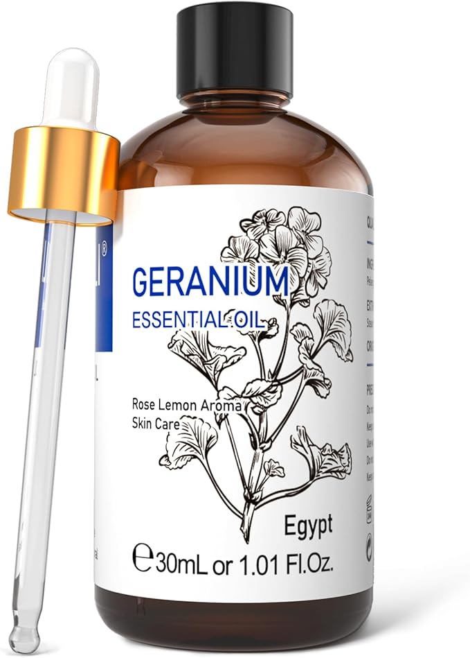 HIQILI 30ML Geranium Essential Oil， for Skin, Diffuser & Candle, 100% Pure and Natural - 1.01 Fl.Oz-Velvo Beauty