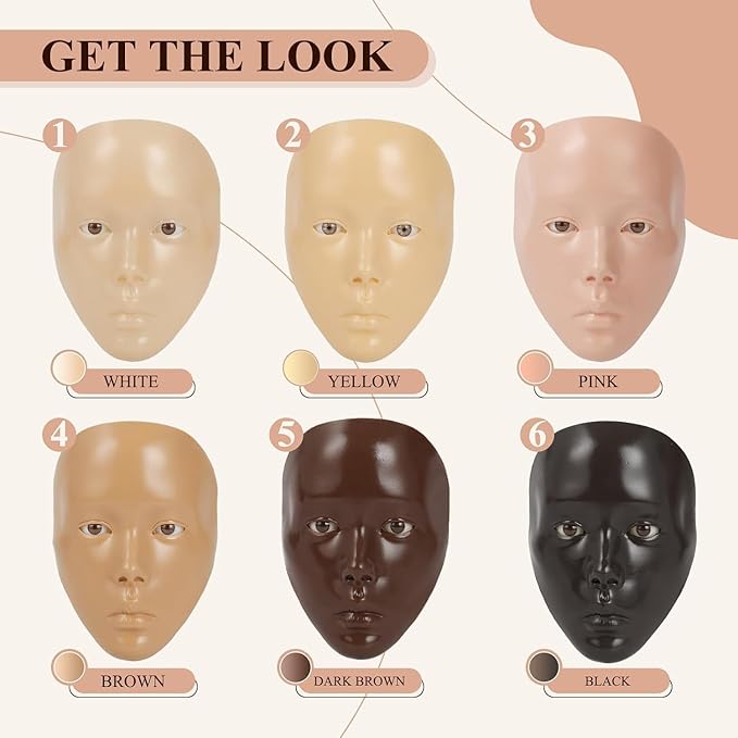 Practice Makeup Face, Face Painting Mannequin Head with Stand, 5D Reusable Silicone Makeup Face Practice, Mannequin Head for Makeup with Makeup Kit, Practice Face for Makeup Artist & Beginner, Pink-Velvo Beauty