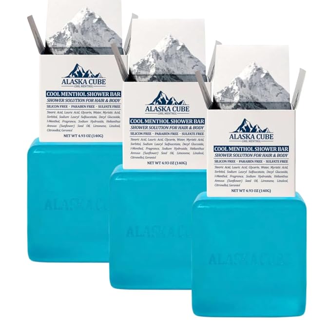 Cool Menthol Shower Bath Body Soap Bar Cleanser Refreshing Cooling Effect Rich Foam for Body (Pack of 3) | 3% Menthol | Body Wash, Shampoo for Men Women Bundle Value Set (Mint, Menthol)-Velvo Beauty