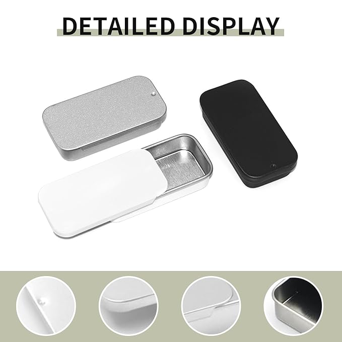 Lip Balm Tins Slide Top Tin Containers for Lip Balm Crafts Storage Kit - 0.25oz 3 Pack (BLACK)-Velvo Beauty