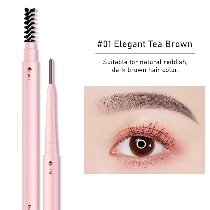 Eyebrow Pencils for Women,1Pack Micro Eyebrow Pencil Waterproof Smudgeproof,Ultra-Precise Tip Long-Lasting Brow Pencils for Natural Looking Eyebrows,Built-In Spoolie Brush,01 Elegant Tea Brown.-Velvo Beauty