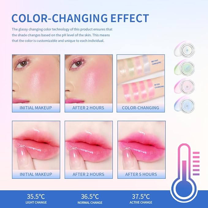 Color Change Blush Clear Liquid Blush Cream Moisturizing Blusher Halo dyeing naturally Blush Rouge Multi-use Makeup Cream For Cheeks Face Lips Waterproof Blush Gel Lip Oil (#1)-Velvo Beauty