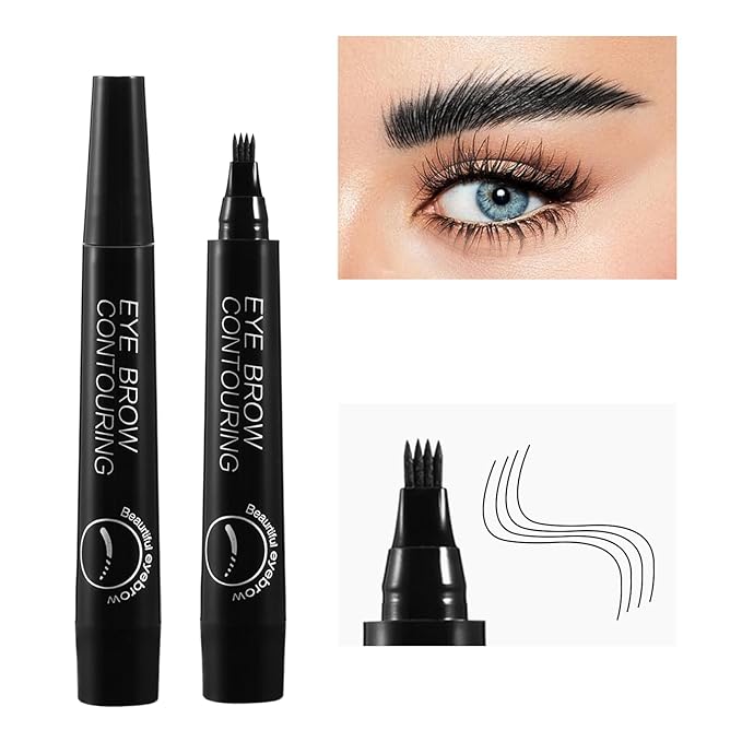 Eyebrow Pen Waterproof, Liquid Eyebrow Pencil with a Micro-Fork Tip Applicator Creates Natural Looking Brows Effortlessly, Black-Velvo Beauty