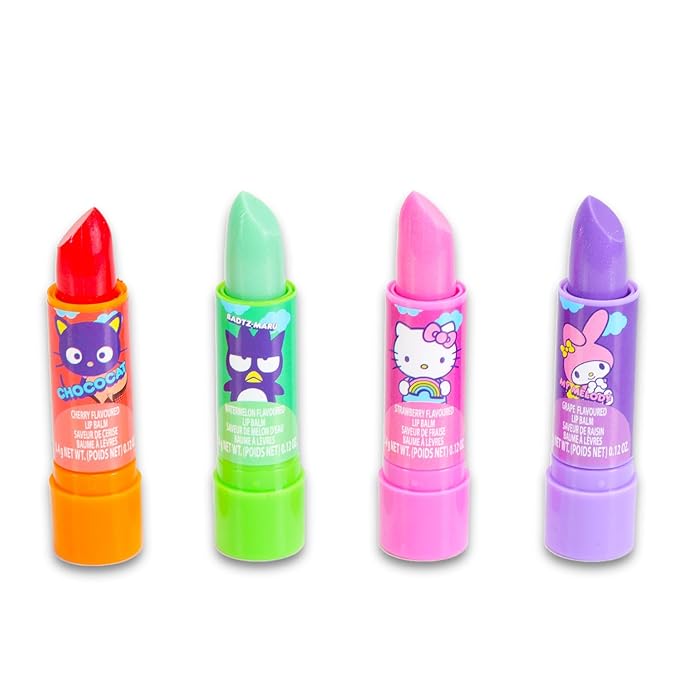 Hello Kitty Lip Balm Set - Bundle with Hello Kitty 4 Pack Lip Balm Plus Hello Kitty Light Up Mirror, Stickers, More | Hello Kitty Lip Balm for Girls-Velvo Beauty