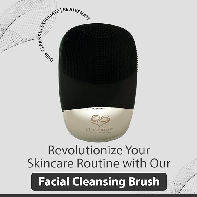 Facial Cleansing Brush | 3-in-1 Electric Face Scrubber | USB Rechargeable Face Cleansing Brush | IPX7 Waterproof | Blackhead Remover | Deep Cleansing & Exfoliating (Black)-Velvo Beauty