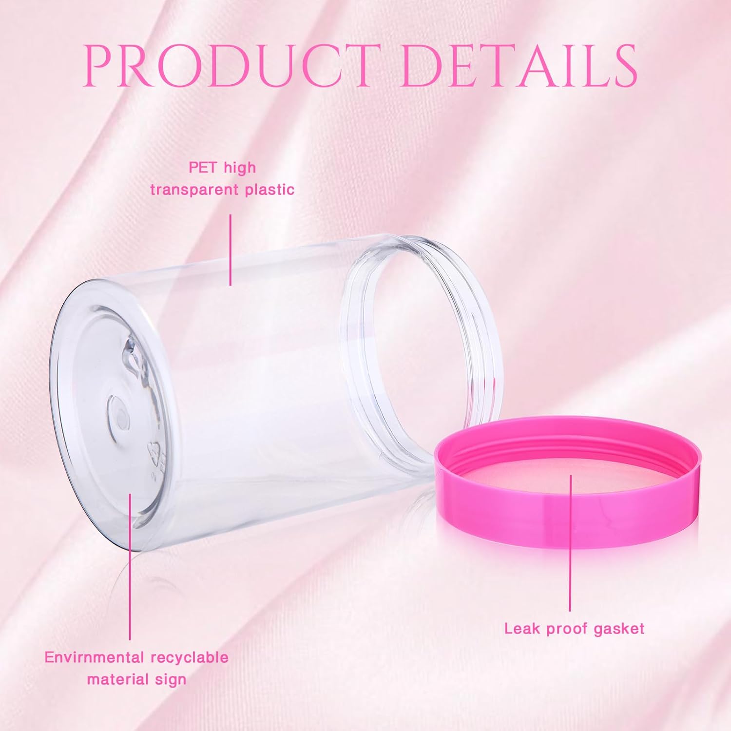 SATINIOR 100 Pcs Plastic Jars with Lids Small Containers Lids Wide Mouth Small Plastic Containers for Lotion Cream Rhinestones Body Butters Travel Storage(10 oz, Pink)-Velvo Beauty