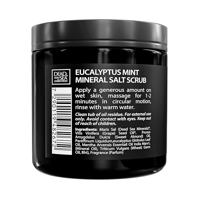 Salt Body Scrub Eucalyptus & Mint For Men– Moisturizes, Exfoliates & Nourishes Skin – Cleanses & Detoxifies with Dead Sea Minerals – Dead Sea Collection - 23.28 OZ-Velvo Beauty