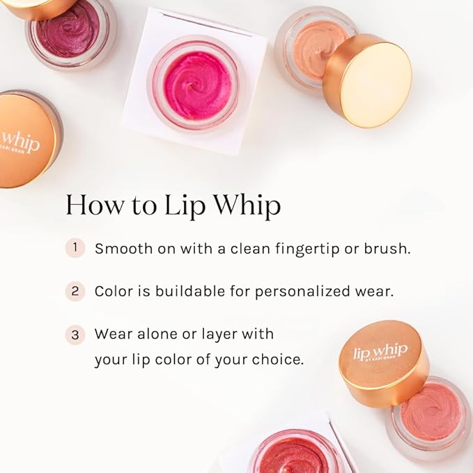 Kari Gran Lip Whip | Moisturizing Lip Balm with Organic Oils | Clear Glossy Sheen + Peppermint | Rich Buttery Texture, Hydrates & Protects | Non-GMO, Organic Ingredients, Made in USA (Rosie Gold)-Velvo Beauty