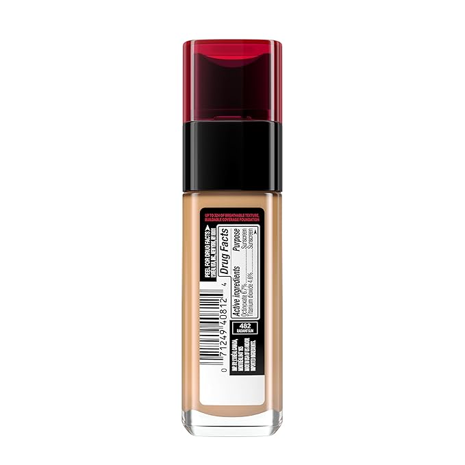 L'Oreal Paris Makeup Infallible Up to 32 Hour Fresh Wear Lightweight Foundation, 482 Radiant Sun, 1 Fl Oz, Packaging May Vary-Velvo Beauty