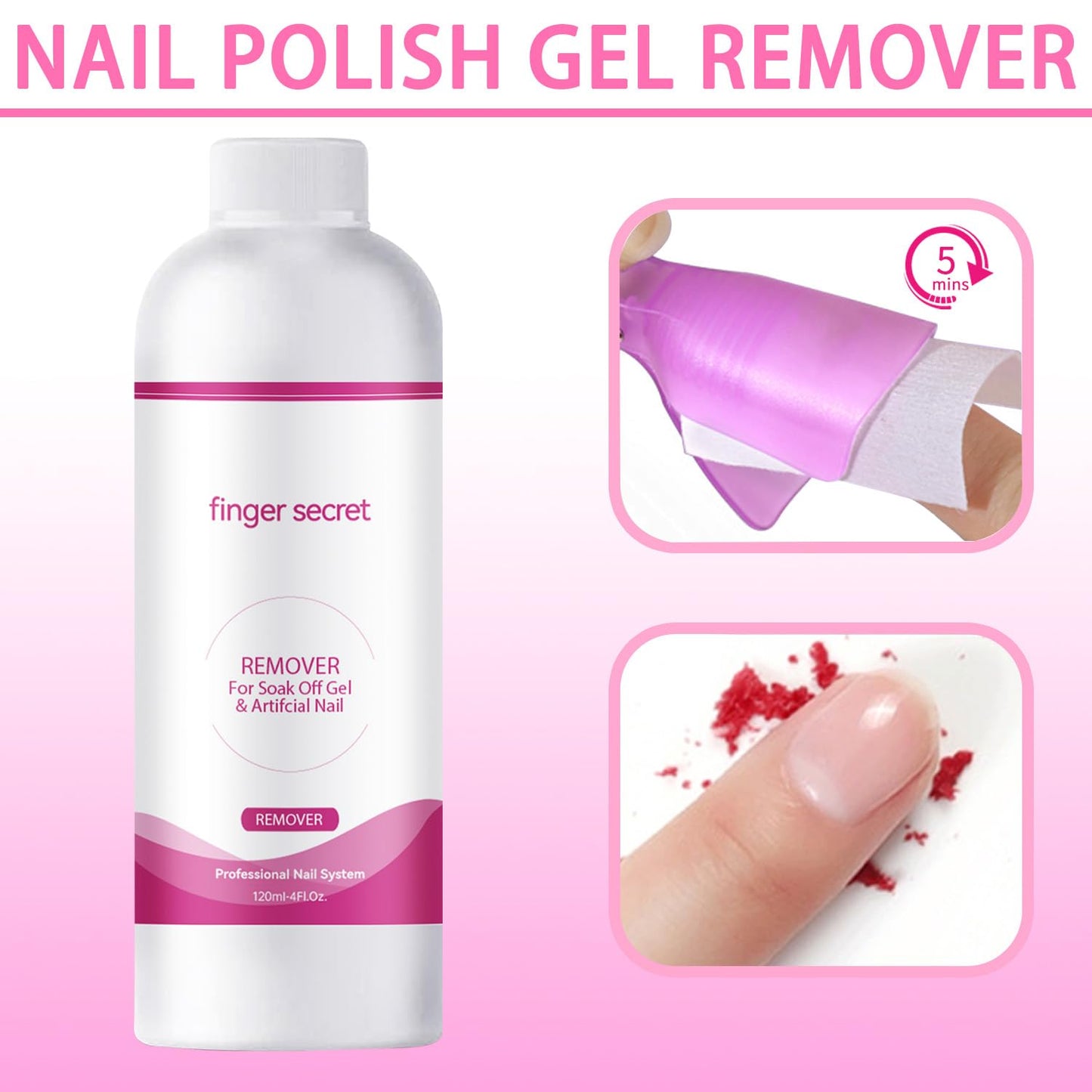Nail Polish Remover 4Fl.Oz Nail Polish Remover Kit Professional Nail Glue Remover Quickly & Easily Remove Dip Powder Artificial Nails,Glitter Polish,Builder gel,poly gel acrylic powder.-Velvo Beauty