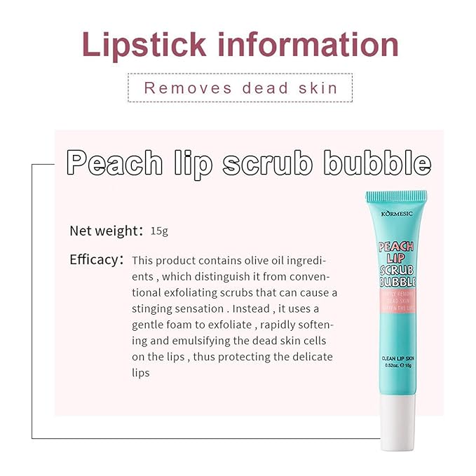 4 In 1 Peach Lip Care Kit With Lip Exfoliator Scrub And Moisturizer, Peach Scrub Bubble, Hydrating Lip Mask, Lip Scrubs Gentle Exfoliating, Instant Moisturizing, Lip Balm Hydrating For Very Dry Lips-Velvo Beauty