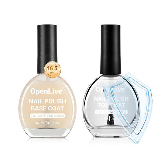 Base and Top Coat Nail Polish Quick Dry,16.5ml Large capacity Basic Nail Polish Set Air Dry Fast, High-Glossy Shiny, No U V Light Needed for Women Salon DIY Nail Art-Velvo Beauty