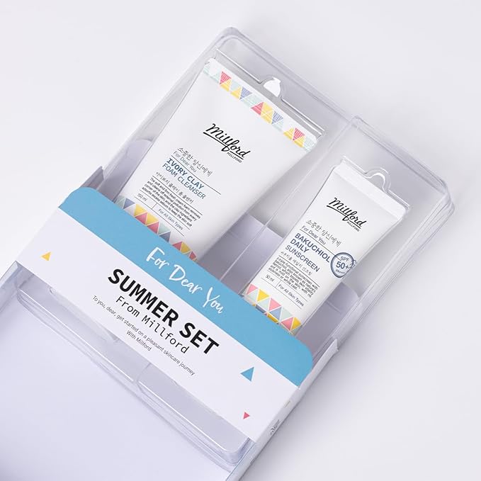 Summer Set with Ivory Foam Cleanser and Bakuchiol Daily Sun Moisturizer, Korean Skin Care, Firm and Soft Cream Foam, Sun Protection, Moisturizing, No White Cast, Quick Absorption, Gift Set-Velvo Beauty