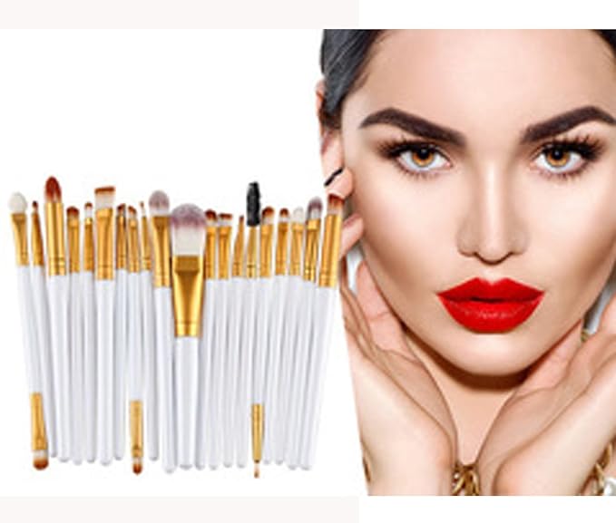 20pc White Eye And 15pc Contour Pallet Eye Makeup Brush Set-Velvo Beauty