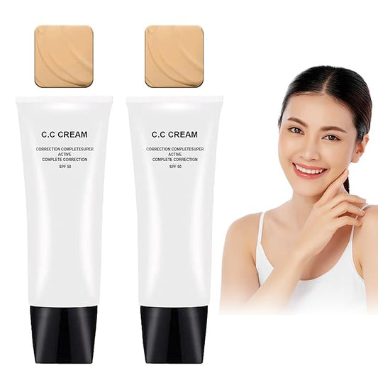 NOISSUE Cc Cream Skin Tone Adjusting CC Cream SPF 50, Face Sunscreen and Foundation, Colour Correcting Self Adjusting Soft Moisturizing Skin Tone Gel Invisible Pore Light Oil-Free (2pcs-Ivory)-Velvo Beauty