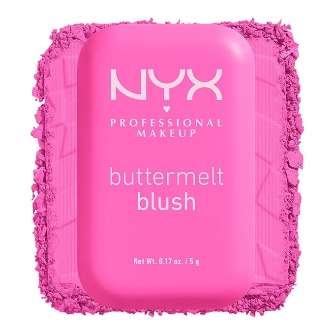 NYX PROFESSIONAL MAKEUP Buttermelt Powder Blush, Fade and Transfer-Resistant Blush, Up to 12HR Make Up Wear, Vegan Formula - My Butta Half-Velvo Beauty