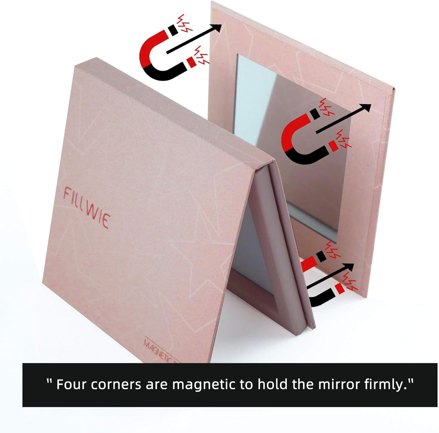 Pink Magnetic Refillable Makeup Palette with Mirror – Lightweight, Durable, Travel-Ready Case for Eyeshadow, Blush, Lipstick – Includes Spatula & 20 Stickers – Small, Waterproof Paperboard-Velvo Beauty