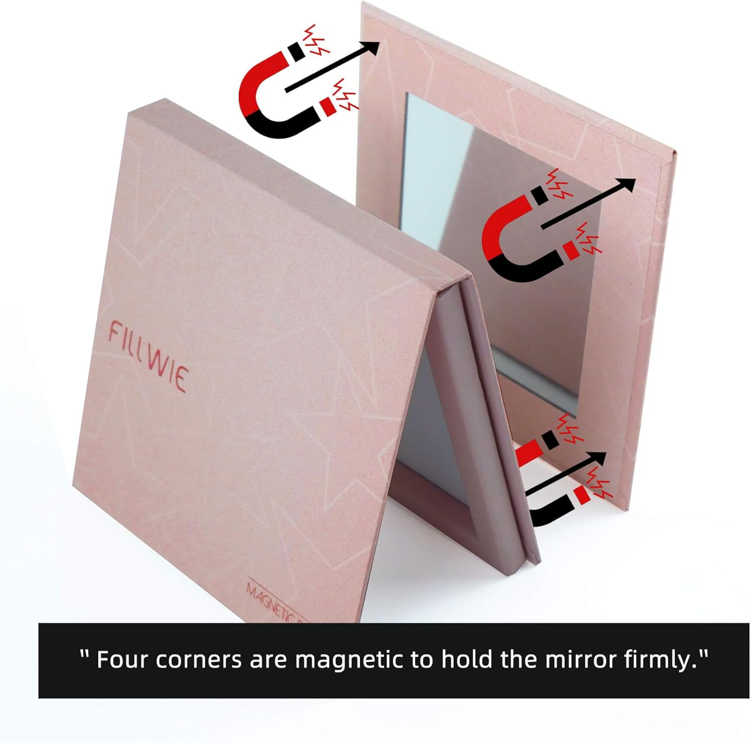 Pink Magnetic Refillable Makeup Palette with Mirror – Lightweight, Durable, Travel-Ready Case for Eyeshadow, Blush, Lipstick – Includes Spatula & 20 Stickers – Small, Waterproof Paperboard-Velvo Beauty