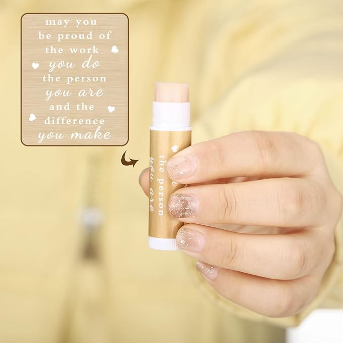 Demissle Thank You Gifts for Coworker Lip Balm Bulk Set Inspirational Appreciation Gifts Leaving Farewell Gifts Vanilla Ingredients Lips Care Products for Friends Teacher Worker Employee (24 Pcs)-Velvo Beauty