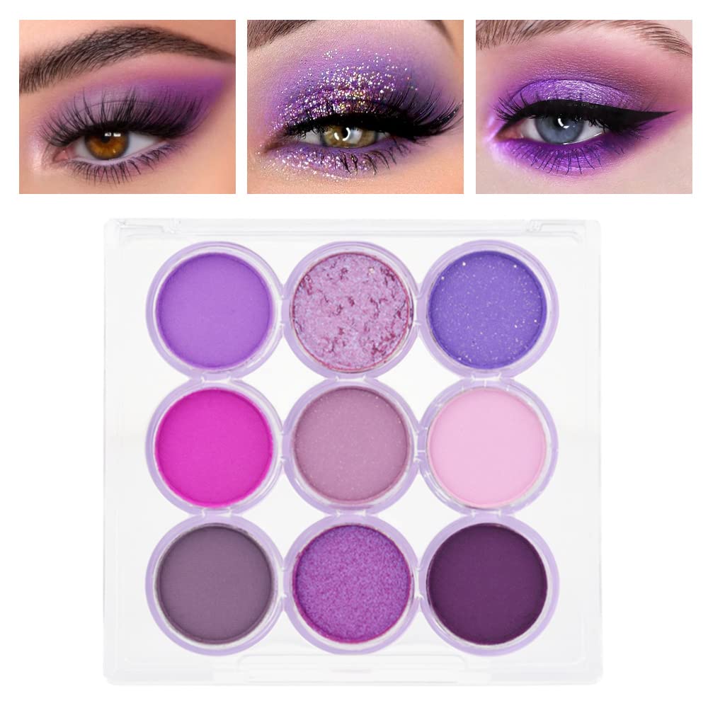Waterproof 9-Color Shimmer & Matte Eyeshadow Palette – Long-Wearing, Highly Pigmented Glitter Powder with Matt Pink & Shiny Purple Shades.paleta de sombras-Velvo Beauty