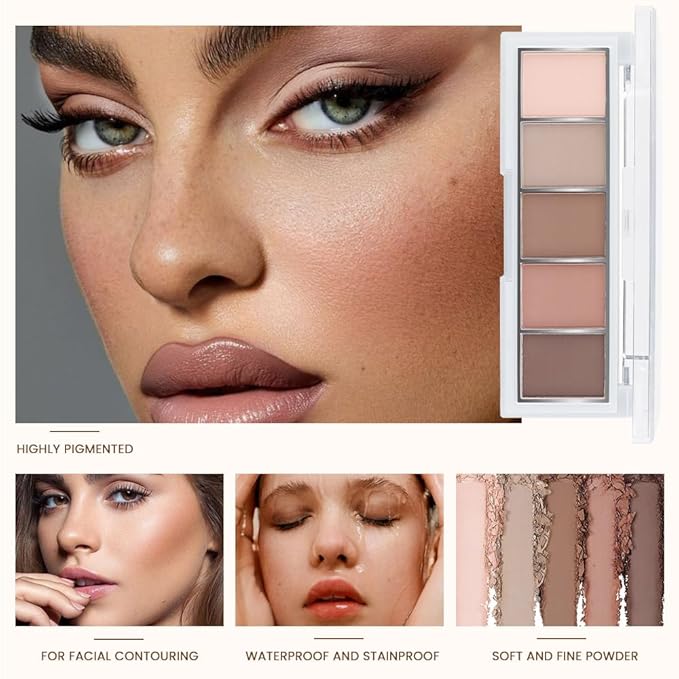 5 Colors Matte Nude Eyeshadow Makeup Palette, Nude Pink Brown Taupe Neutral Matte Smokey Cream Mini Eye Shadow Palette Makeup for Older Women Blue Green Eyes, Contour Make up Palettes sombras de ojos-Velvo Beauty