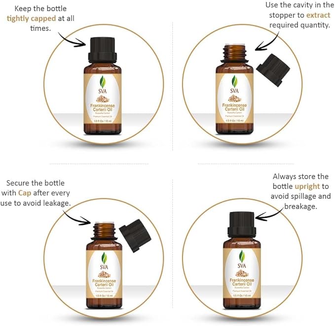 SVA Frankincense Essential Oil – 1/3 Fl Oz – 100% Natural Boswellia Carterii Oil - for Diffuser, Hair Care, Face, Skin Care, Aromatherapy, Scalp and Body Massage, Soap and Candle Making-Velvo Beauty