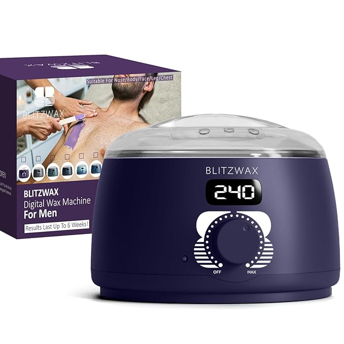 BLITZWAX Single Waxing Pot, Hard Wax Warmer for Face, Legs, Bikini, Brazilian and Body, for 16 oz, At Home Hair Removal Kit, for Men, Beginner Friendly, Quick Heating, Precise Temperature Control-Velvo Beauty