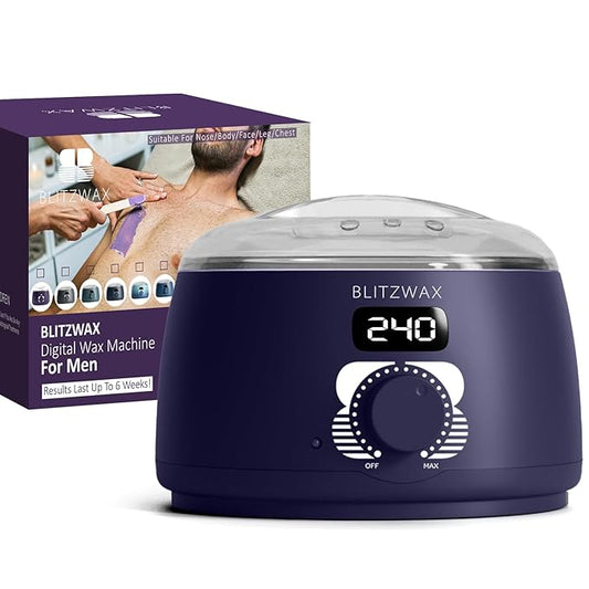 BLITZWAX Single Waxing Pot, Hard Wax Warmer for Face, Legs, Bikini, Brazilian and Body, for 16 oz, At Home Hair Removal Kit, for Men, Beginner Friendly, Quick Heating, Precise Temperature Control-Velvo Beauty